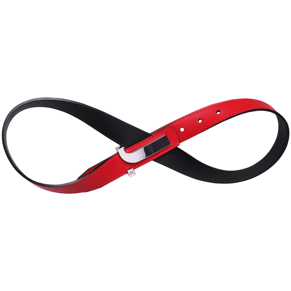 Reversible calfskin belt in red and black